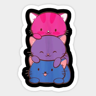 Bisexual Pride Kawaii Kitty Cat Stack Anime Sticker